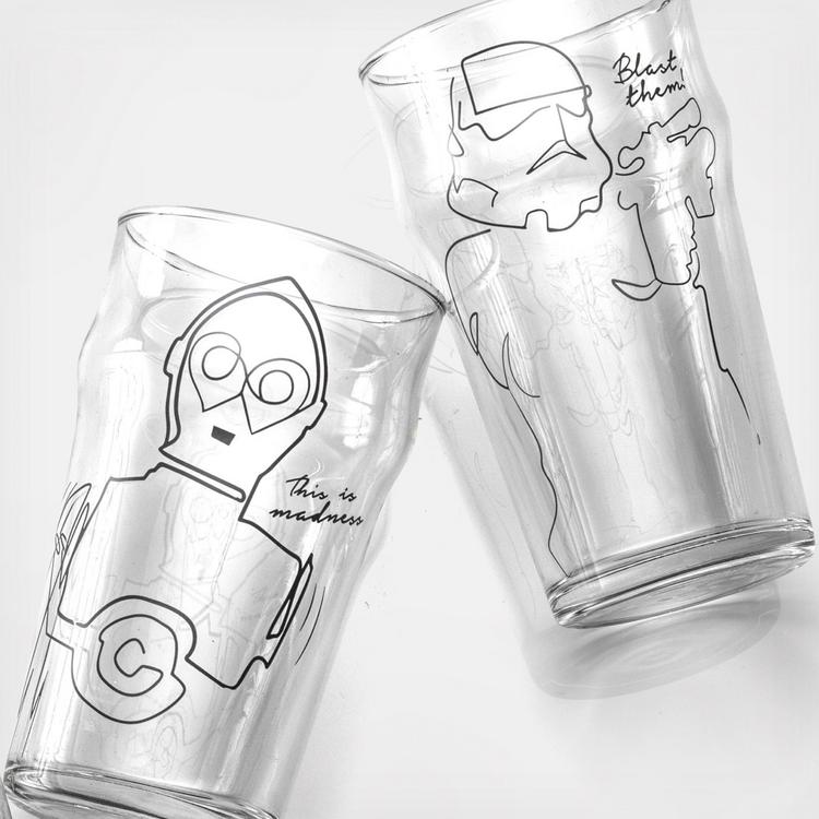 JoyJolt, Star Wars Striking Sketch Characters Pint Mug, Set of 4