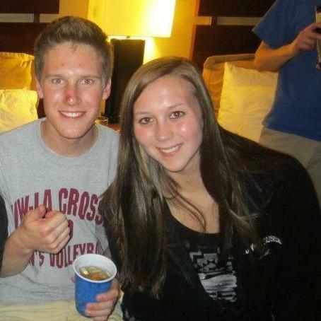 April 2012: The first photo we have together as we were celebrating the Men's Club volleyball team at La Crosse were National Champs in Kansas City!