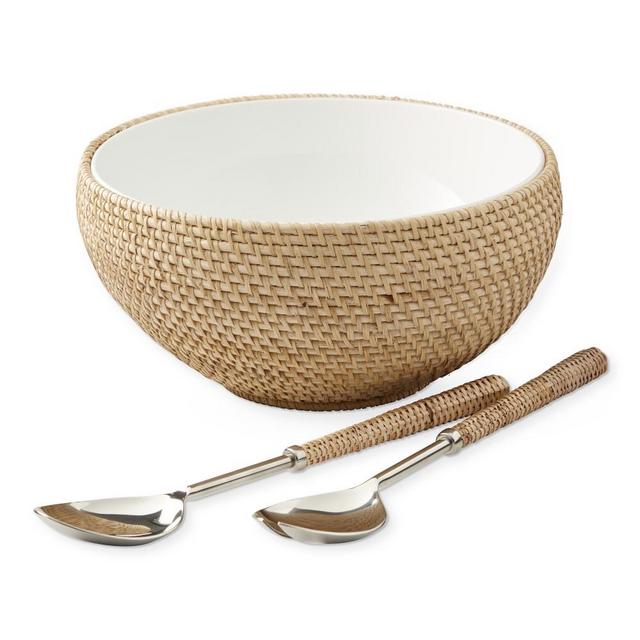 Light Woven Salad Bowl & Servers