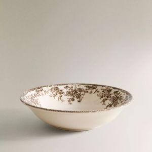 FLORAL EARTHENWARE BOWL STONE