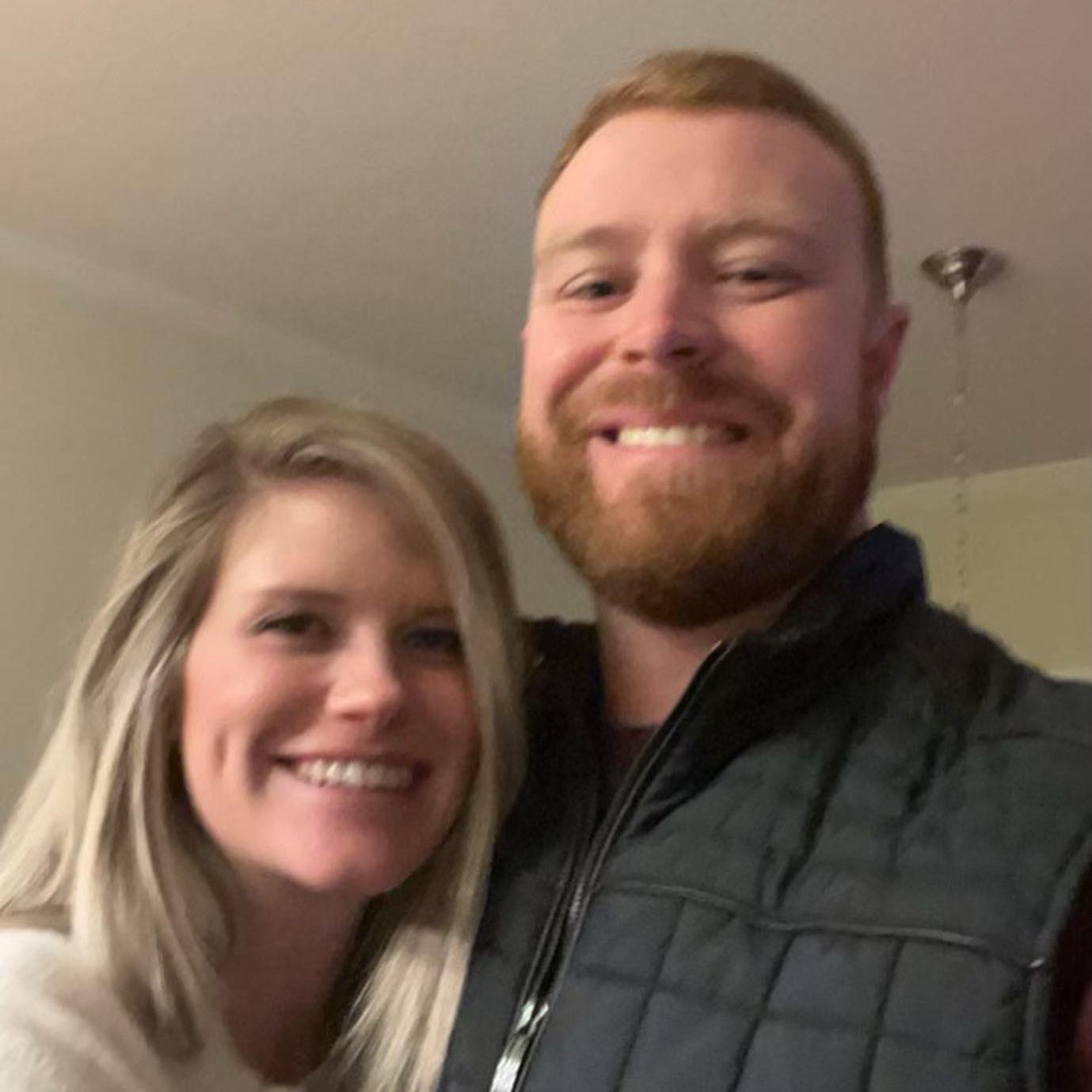 Our first photo together! Valentine's Day 2022. We went to Calhoun's for dinner.