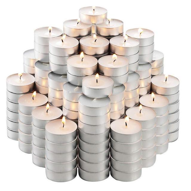 MontoPack Unscented Tea Lights Candles in Bulk | 200 White, Smokeless, Dripless & Long-Lasting Paraffin Tea Candles | Small Votive Mini Tealight Candles for Home, Pool, Shabbat, Weddings & Emergencies