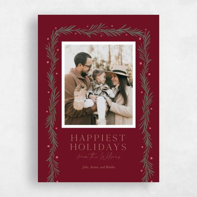 Dark Burgundy, Red Holiday Card - Midwinter