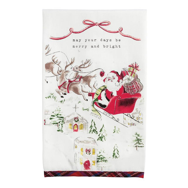 Mud Pie Christmas May Your Days Be Merry Tartan Trim Towel