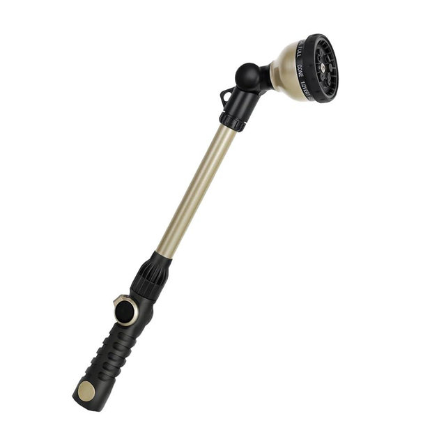 RESTMO Heavy Duty Watering Wand, Metal Garden Hose Wand with 180° Swivel Ratcheting Head, 18-Inch Hose Nozzle Sprayer with 10 Spray Patterns & Thumb Flow Control, Ideal for Hanging Baskets and Shrubs