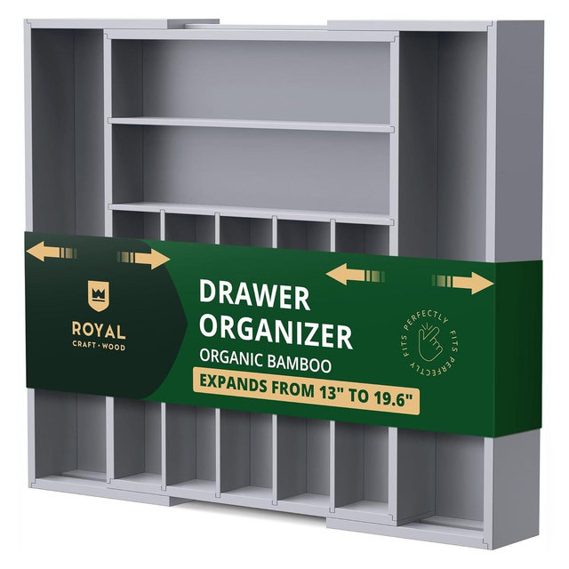 Royal Craft Wood Bamboo Kitchen Drawer Organizer
