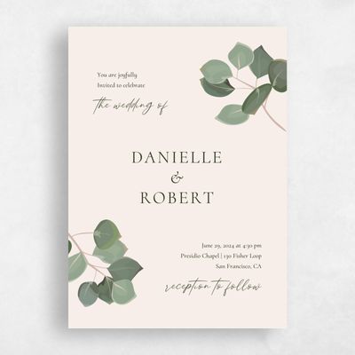 Linen, Beige Wedding Invitation - Bransford Portrait
