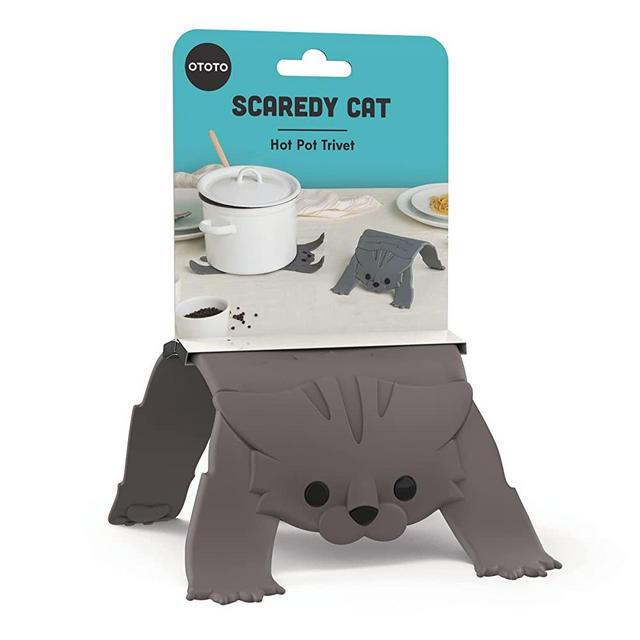 OTOTO Scaredy Cat Silicone Pad- Silicone Trivet for Kitchen Counter- Non Slip Heat Resistant Mat for Air Fryer, Hot Pot Holder- Large Silicone Trivet Mat for Hot Dish, Wood Tables, Quartz Countertops