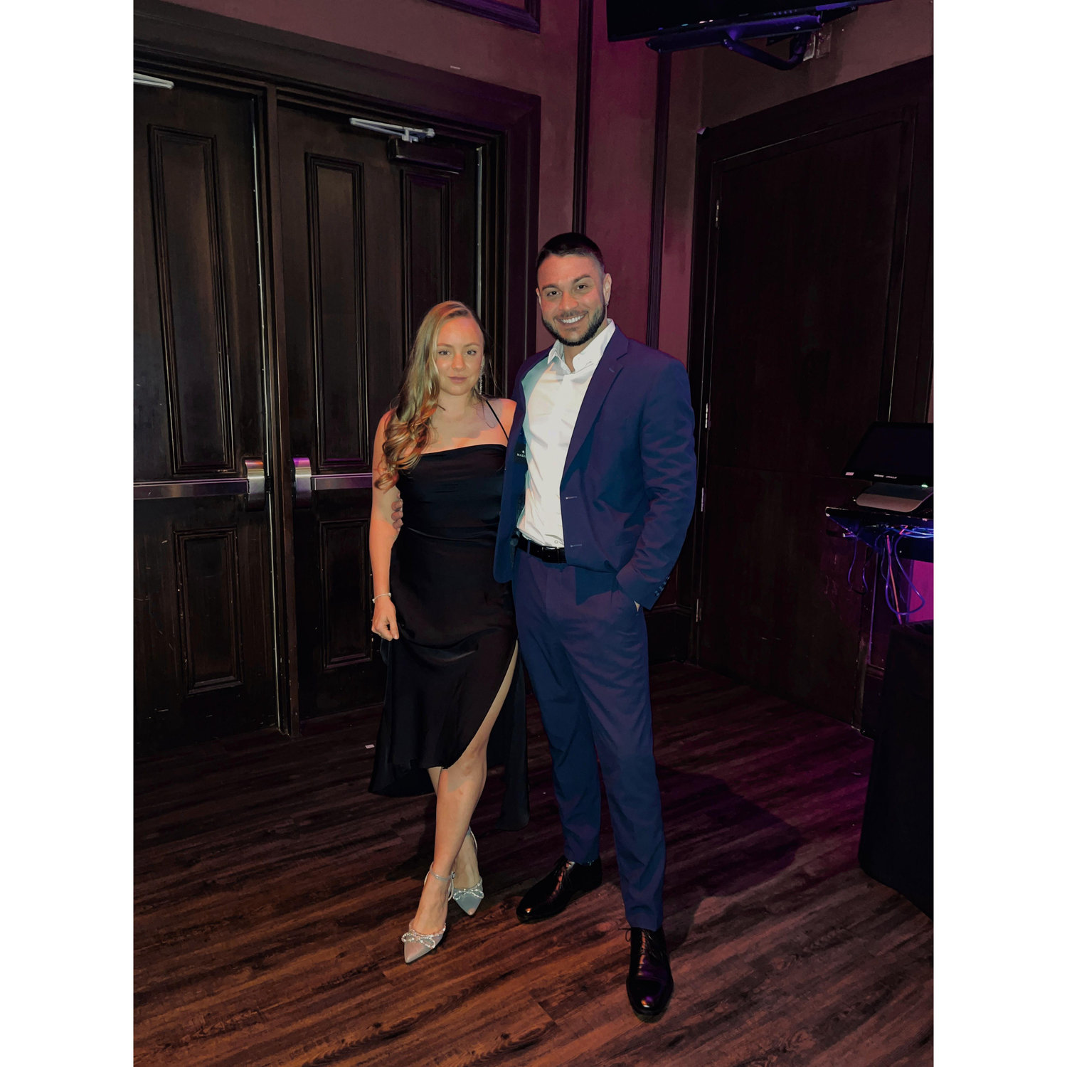 Our first outing as fiancés at a close friends wedding