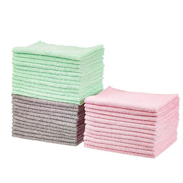 AmazonBasics Green, Gray and Pink Microfiber Cleaning Cloth, 36-Pack
