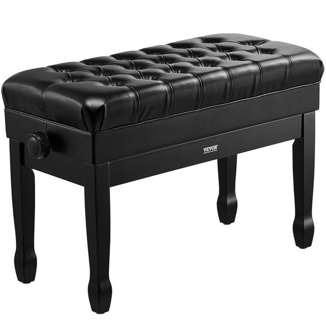 VEVOR Piano Bench, 29.5" x 14" x 20.3", Duet Keyboard Piano Chair with 20.3"-23.4” Adjustable Height, Padded Cushion, Storage Compartment for Music Books, Wooden Piano Stool Seat, for Vanity, Bedroom