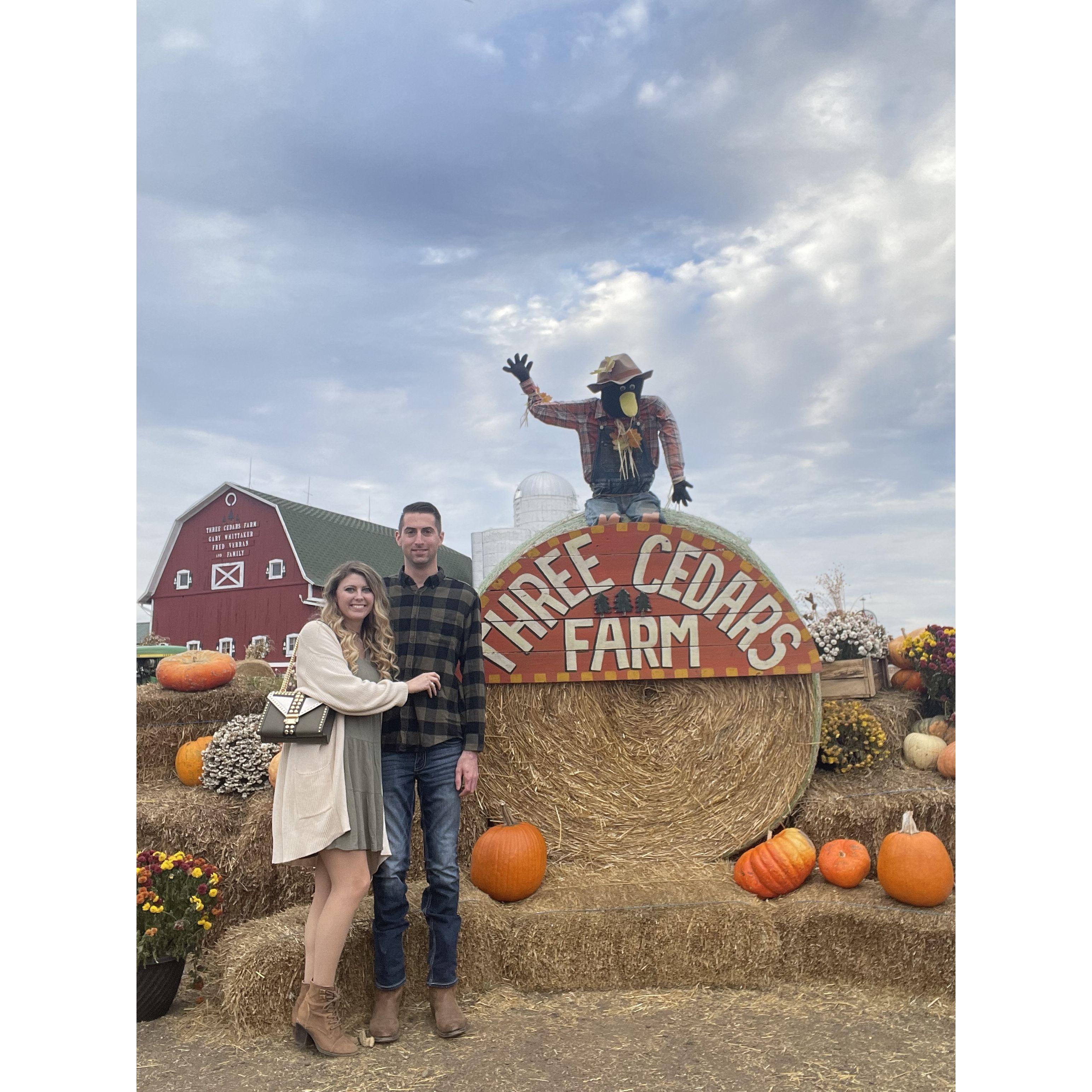 Our favorite fall photo spot! I make him take this picture in the same spot every year.