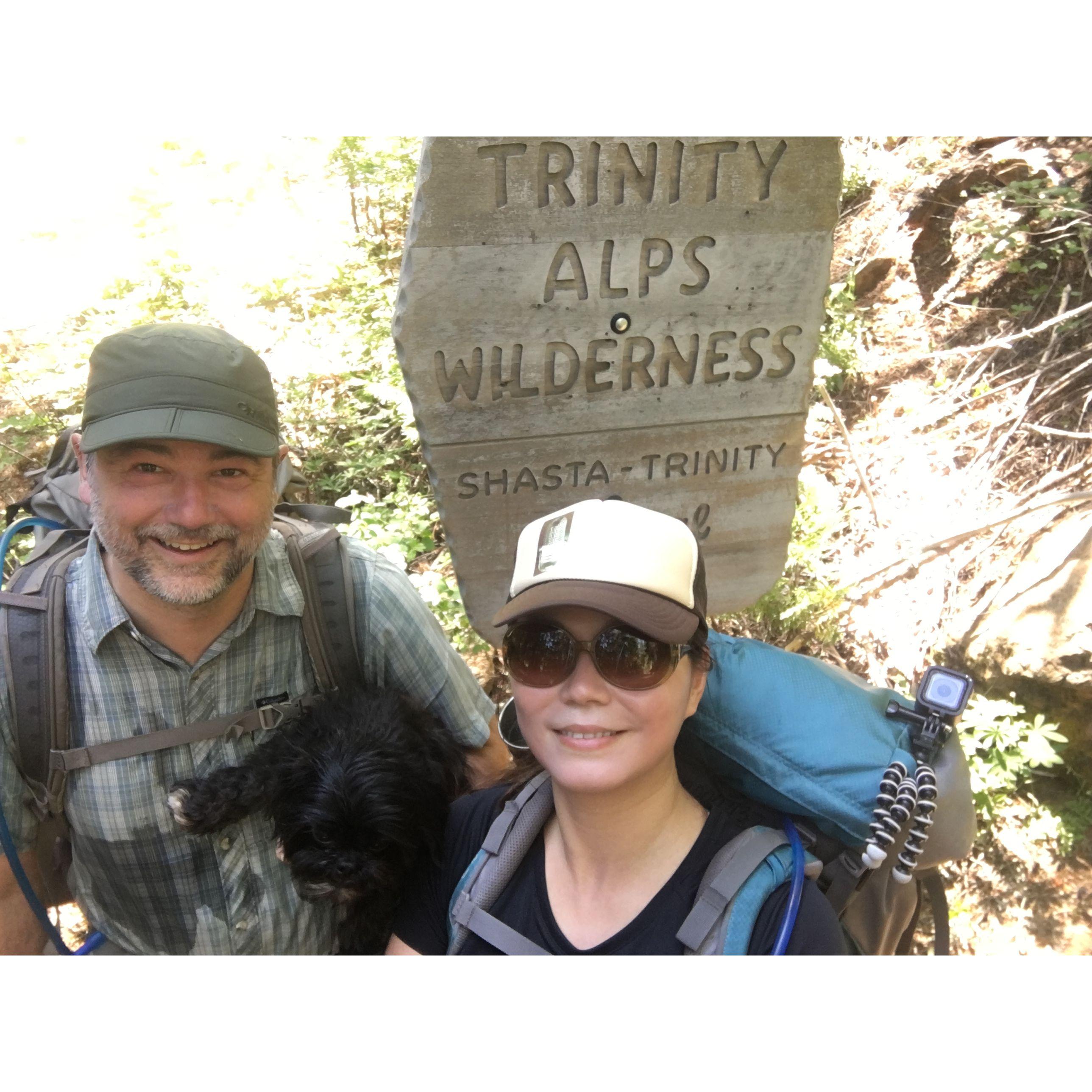 Vicky first backpacking trip in Shasta-Trinity National Forest 2017. Her backpack was 45 lbs.