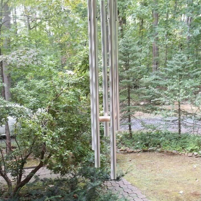 5' Big Extra Large 57" Wind Chime Deep Tone Tuned Resonant Bass Sound Church Windchime Outdoor Unique Memorial Sympathy-Garden Hanging Decorations Yard Bells, Silver