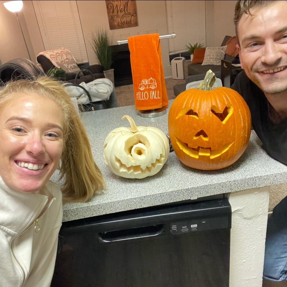 Say hello to Mike Wazowski, our pumpkin friend!