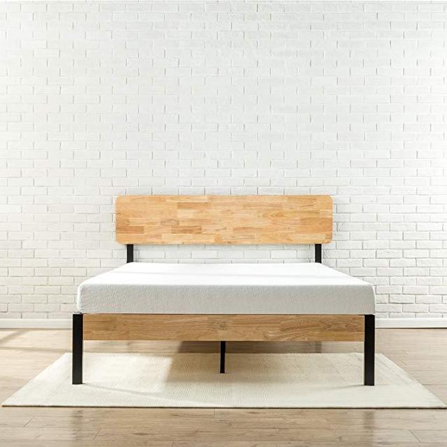 Zinus Olivia Metal and Wood Platform Bed with Wood Slat Support, Queen