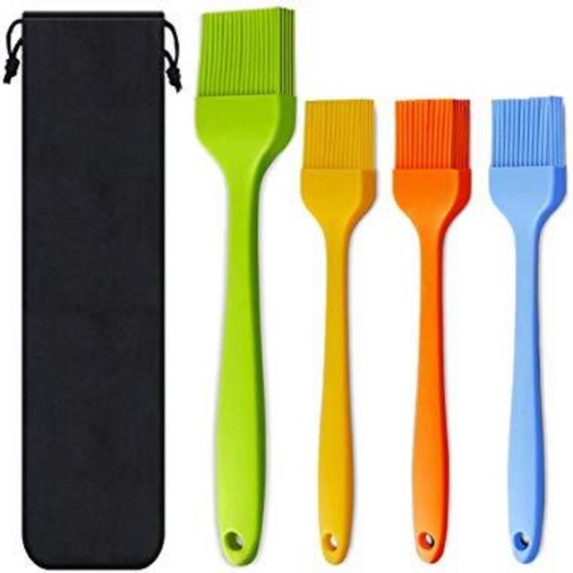Basting Brush Silicone Heat Resistant Pastry Brushes Spread Oil Butter Sauce Marinades for BBQ Grill Barbecue Baking Kitchen Cooking, Baste Pastries Cakes Meat Desserts, Dishwasher safe, Set of 4