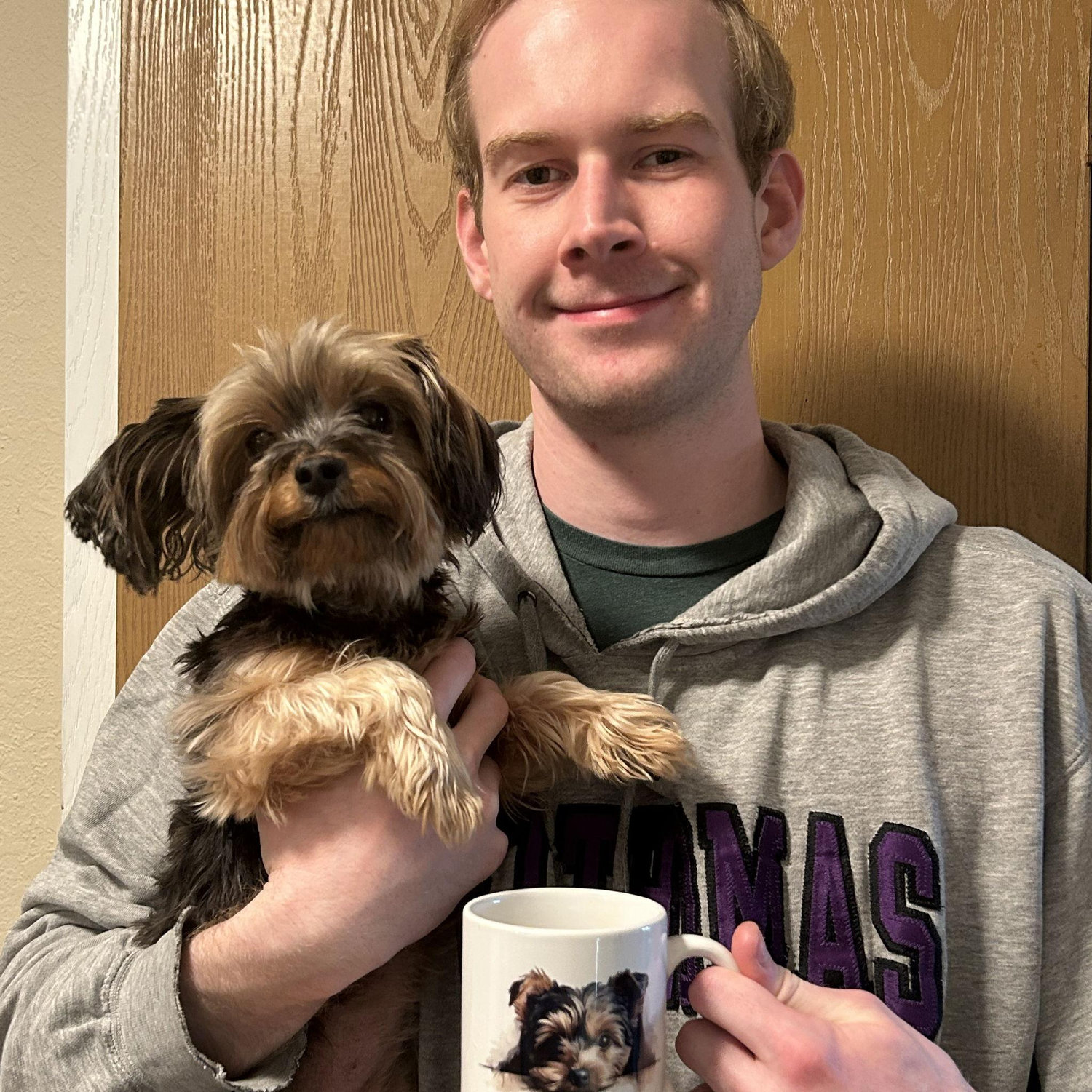 Colin with our dog, Riley!
