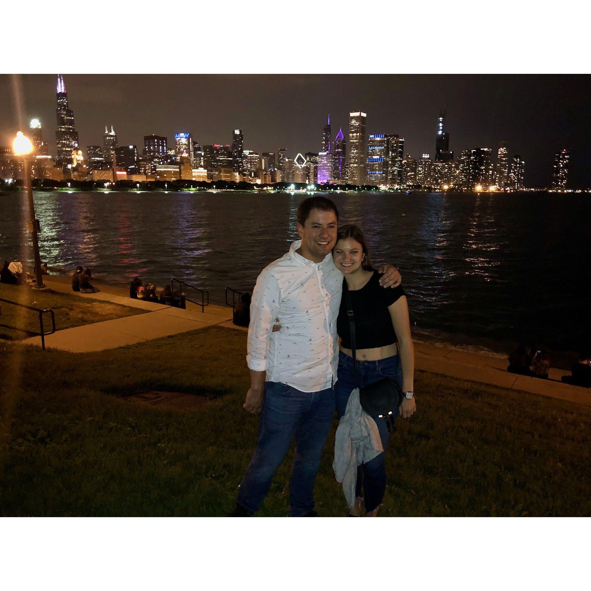 June 2019: Maybe Devin's first time in Chicago. Decided in this moment we wanted to get married there?