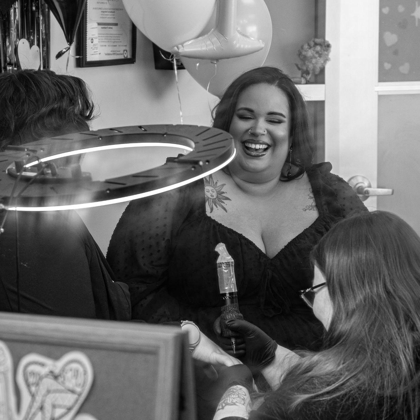 Engagement at our friend Jamie's tattoo parlor.