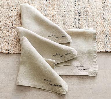Favorite Embroidered Assorted Linen Napkins - Set of 4