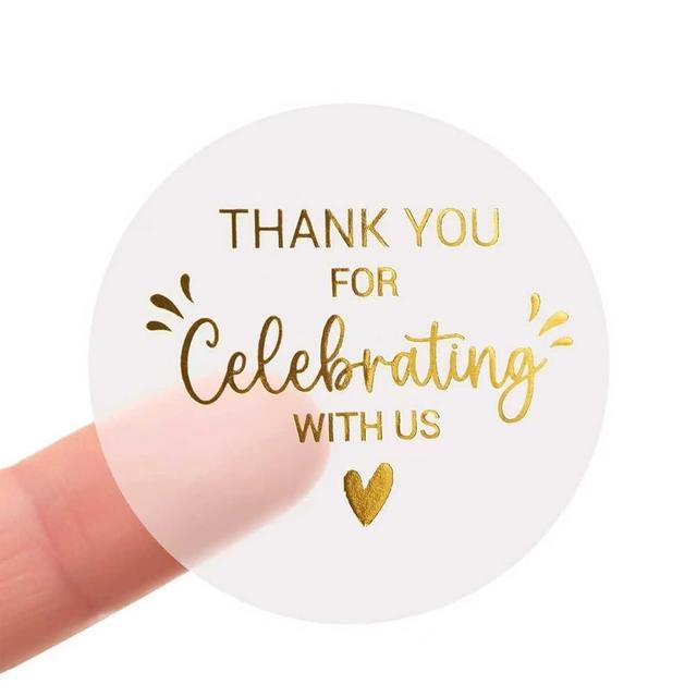 100 Thank You for Celebrating with Us Gold Foil Seal Stickers for Wedding Party Favor, Thank You Stickers, Foil Metallic Seal