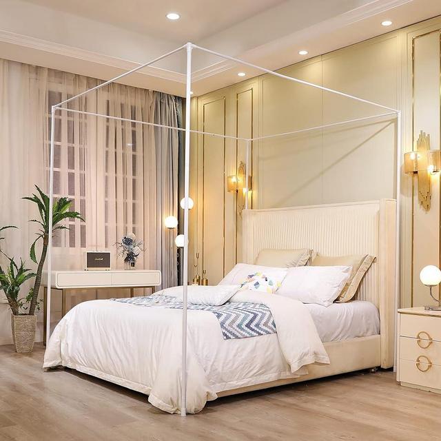 Mengersi Canopy Bed Frame King Size,Bed Canopy Frame Post Bed Poles,Canopy Bed Curtains Frame Bracket Fit for Metal Bed Wood Bed Bedroom Decor,White