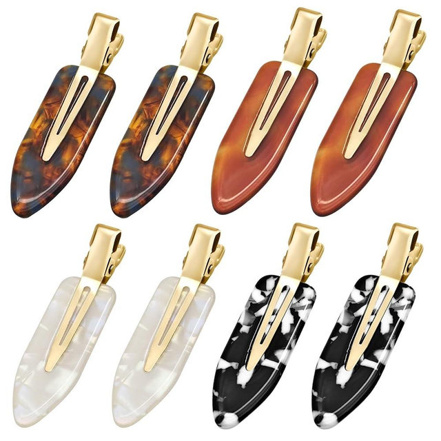 YIERSO 8 Pcs No bend Hair Clips No Crease Makeup Duckbill Clip No Dent Creaseless Flat Alligator Hair Barrettes for Salon Hairstyle Women Girls Accessories (Caramel)