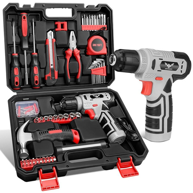 Tool Set：Tool Kit with 8V Cordless Drill, Tool Box with Drill, Hand Drill Set for Men & Women, Home Tool Kits for House Repair, Handyman, DIY 146 Piece