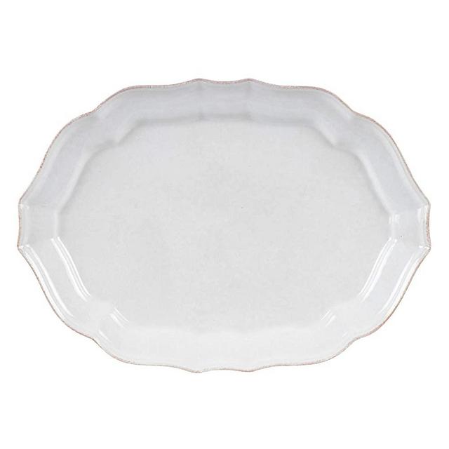 Casafina Impressions Collection Stoneware Ceramic Oval Platter 18", White