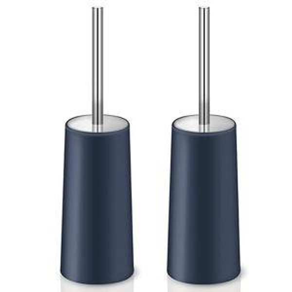 Toilet Brush and Holder, 2 Pack Toilet Brush with 304 Stainless Steel Long Handle, Toilet Bowl Brush for Bathroom Toilet-Ergonomic, Elegant,Durable (Blue)