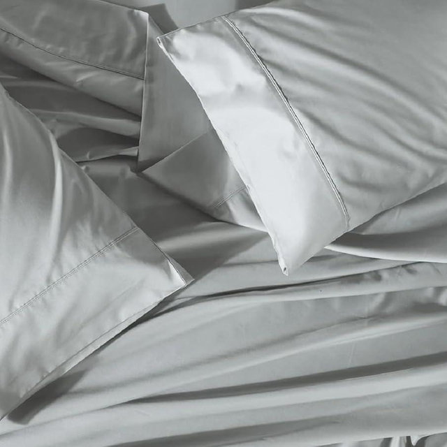 Royal Tradition Cool and Crisp Percale Cotton 4pc Sheet Set (Queen Size, Sea) Made in USA Breathable Classic Bed Sheets