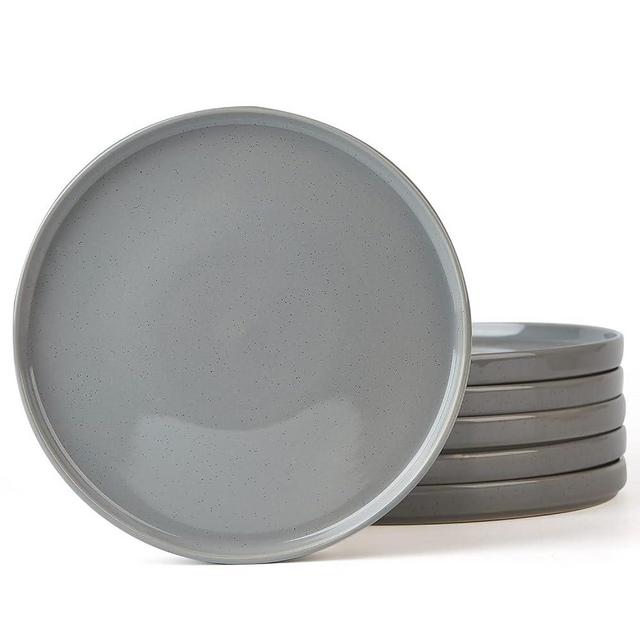 famiware Nebula 6 Pieces Dinner Plates, 10.2" Plates Set, Scratch Resistant, Stoneware Dinnerware, Kitchen Modern Rustic Dishes, Dark Gray