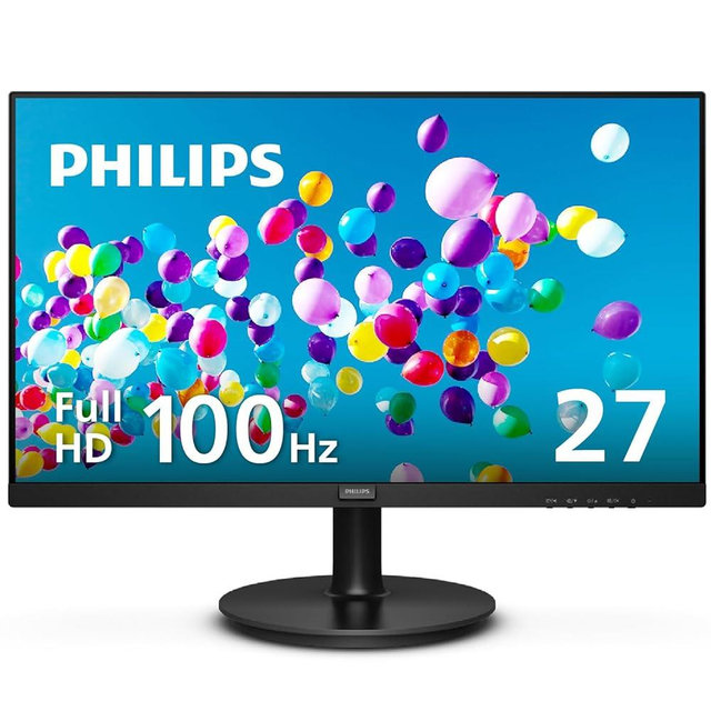 PHILIPS New 27-inch Class Thin Full HD (1920 x 1080) 100Hz Monitor, VESA, HDMI x 1, VGA Port x1, Eye Care, 4 Year Advance Replacement Warranty, 271V8LB
