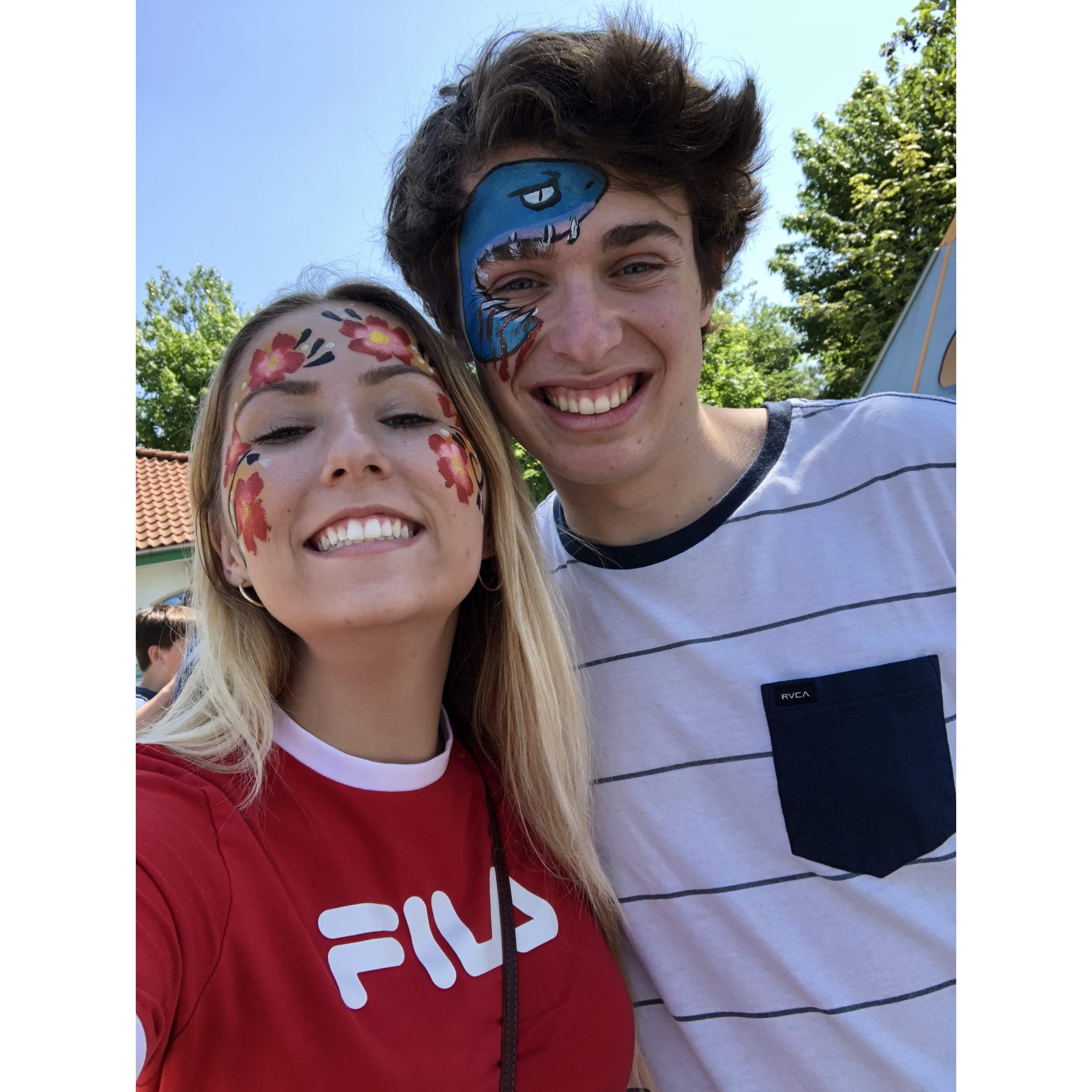 Enjoying facepaint at BonBon Land in Denmark in Summer of 2018!