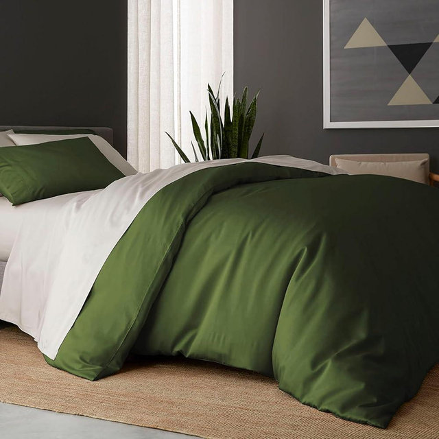 DOZ Duvet Cover Set, 100% Viscose derived from Bamboo, Organically Grown, Buttery Soft, Cooling Duvet Covers, High GSM, 1 Duvet Cover and 1 Pillowcase, 70"x90" (Forest, Twin/Twin XL)