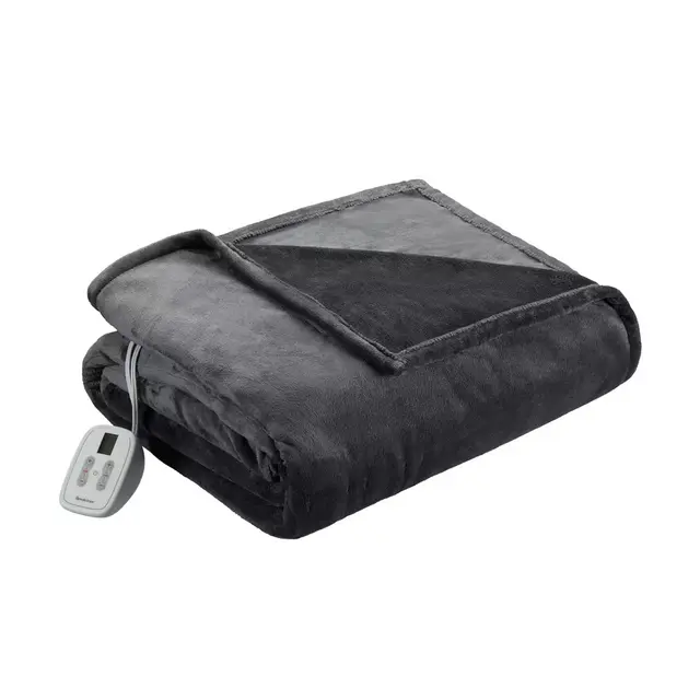 Brookstone® n-a-p® Full Heated Plush Blanket in Grey