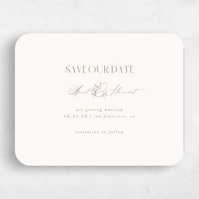 Beige Rounded Wedding Save the Date - Olmo Landscape