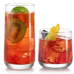 Libbey Ascent Tumbler and Rocks Drinking Glasses Set of 16, Glass Drinking Glasses with Curvature, Versatile Glassware Set for Parties and More