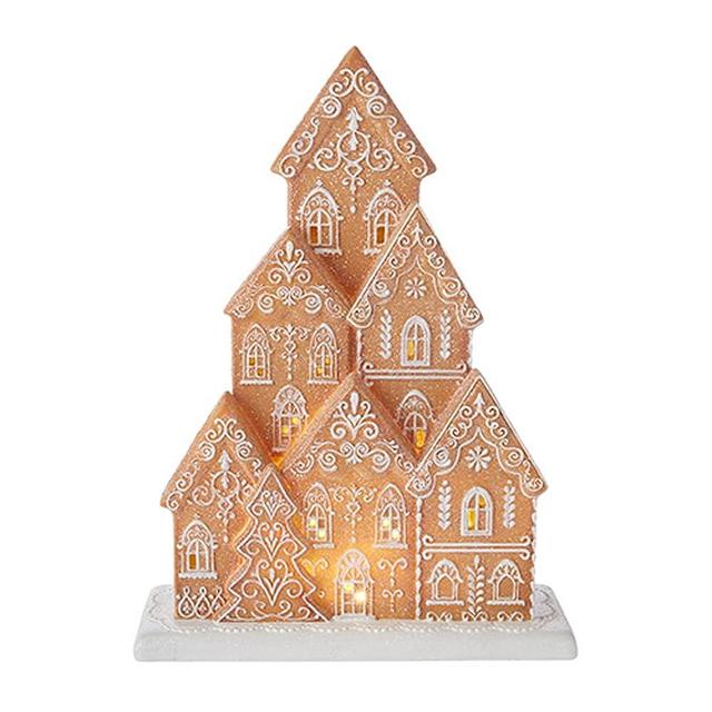 One Holiday Way 16-Inch Light Up Faux Gingerbread House Display Figurine w/Elegant White Icing – Decorative Lighted LED Christmas Xmas Tabletop Decoration – Winter Table Mantel Shelf Sitter Decor