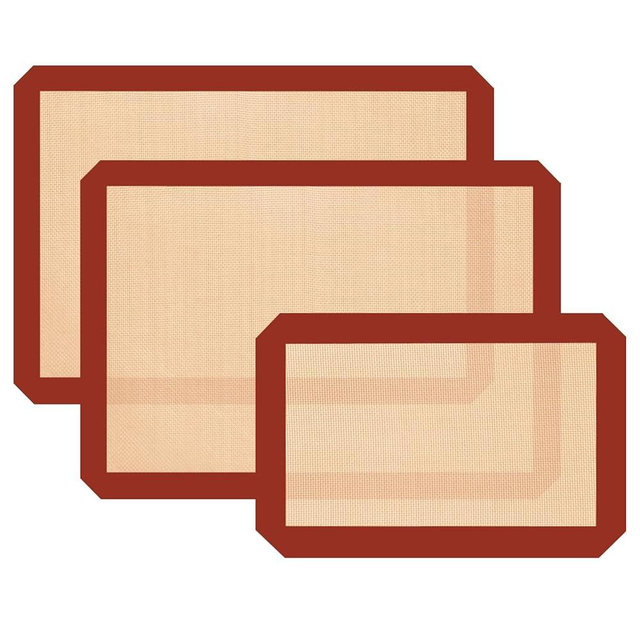 Silicone Baking Mat, Reusable Silicone Mats for Baking Set of 3, Non-Stick Baking Supplies for Pastries, Cookies, Macaroons, Bread