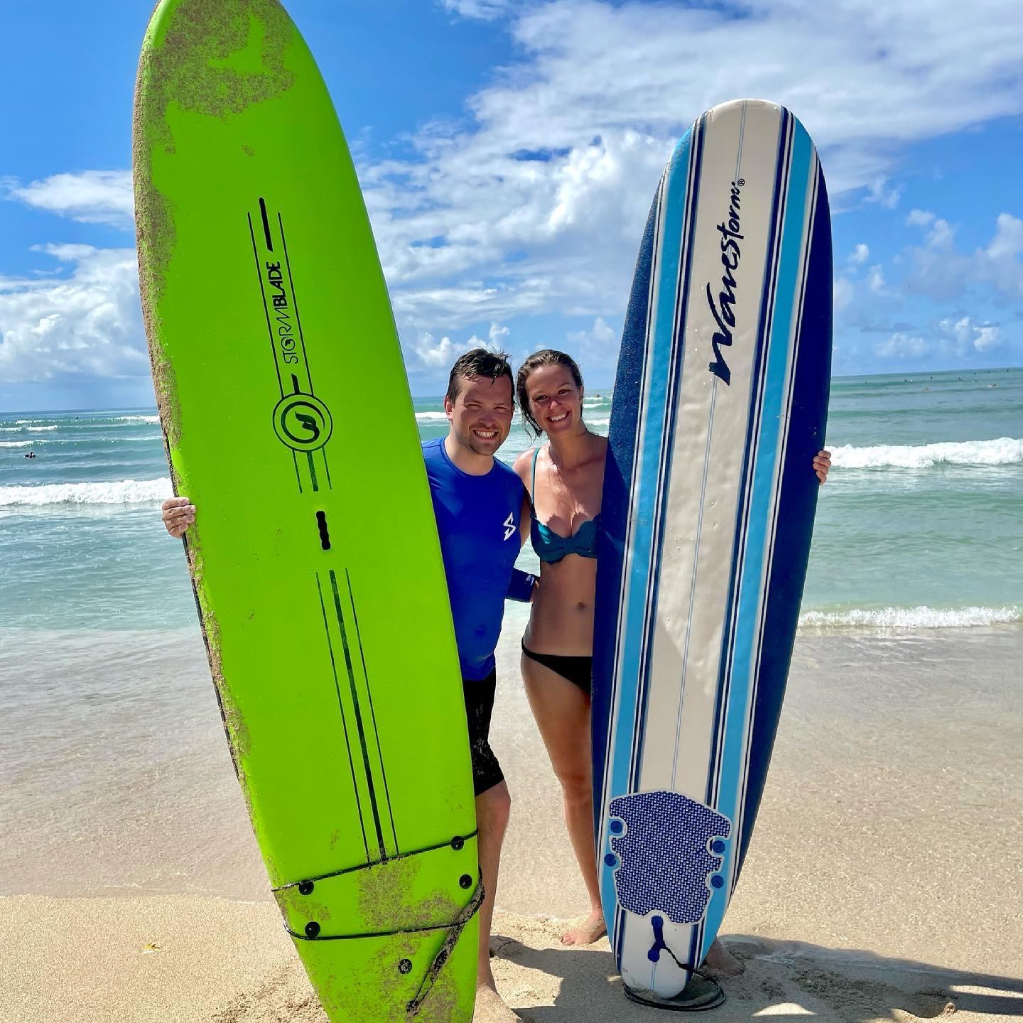Attempting to surf in Hawaii