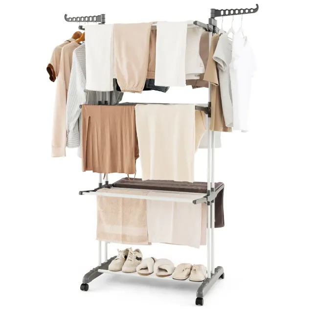 Costway clothes drying rack collapsible clothing drying rack 4-tier collapsible laundry rack stand