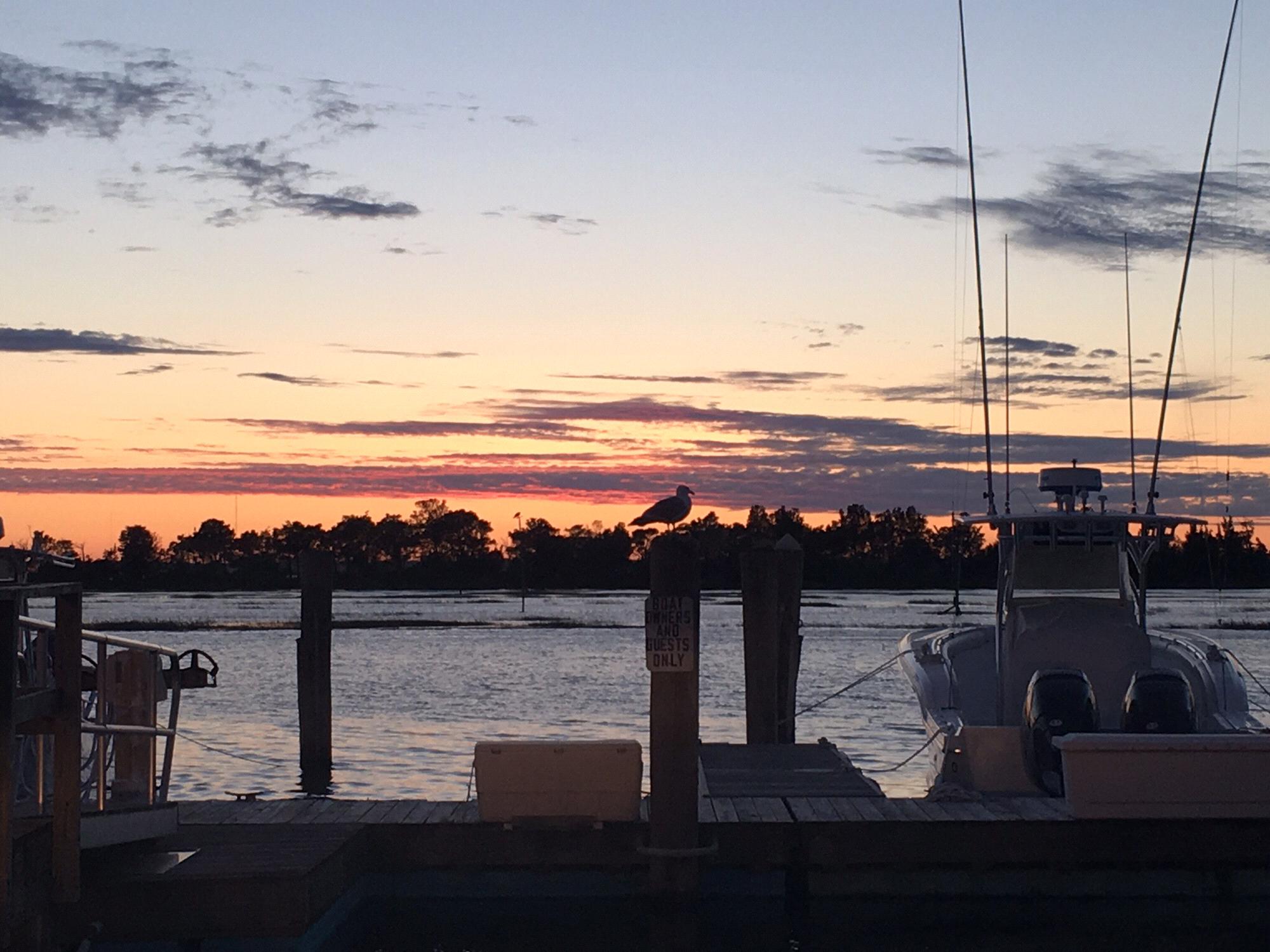A peaceful sunset concludes the first day of the rest of our lives!