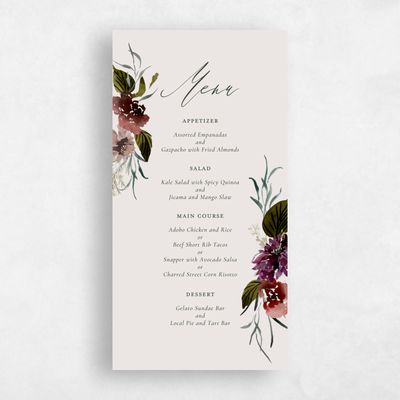 Light Greige, Beige Wedding Menu - Holliston
