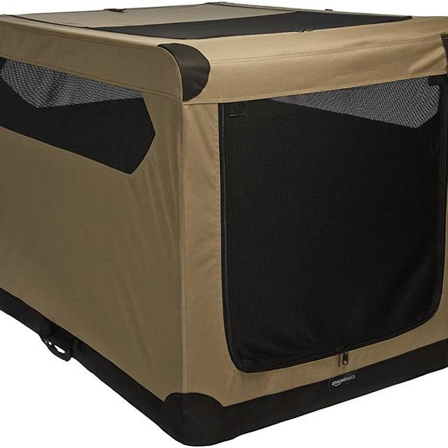 Amazon Basics Portable Folding Soft Dog Travel Crate Kennel, X-Large (31 x 31 x 42 Inches), Tan