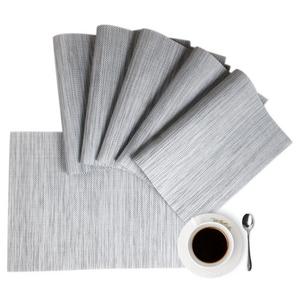 Placemats,HQSILK Table Mats,Placemat Sets of 6 Non-Slip Washable Coffee Mats,Heat Resistant Kitchen Tablemats For Dining Table (Gray)