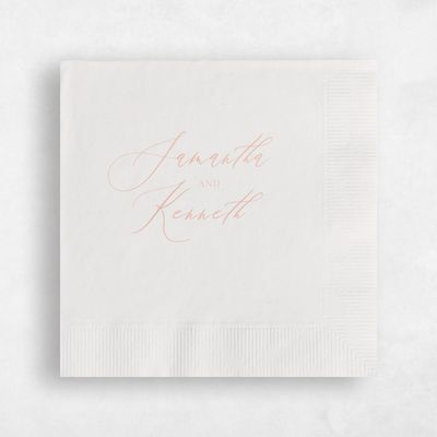 White Wedding Napkin - Signature Script