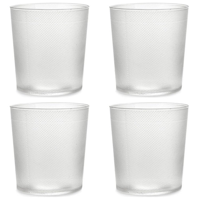 Serax Large Drinking Glasses Set of 4 | La Nouvelle Table glassware by Merci | Ribbed Clear Water Glass Cups without Lids | Home Essentials, Kitchen Set | Suitable for Beer, Juice, Coffee
