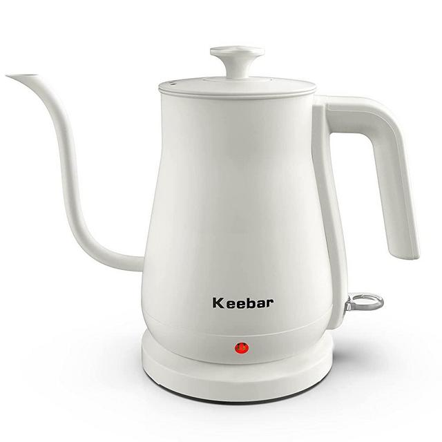 Electric Kettle, Pour Over Coffee & Tea Kettle, 100% Stainless Steel Gooseneck Kettle, Auto Shut-Off Protection, 0.8L, 1000 Watt Quick Heating, Beige White, XH-W081-W